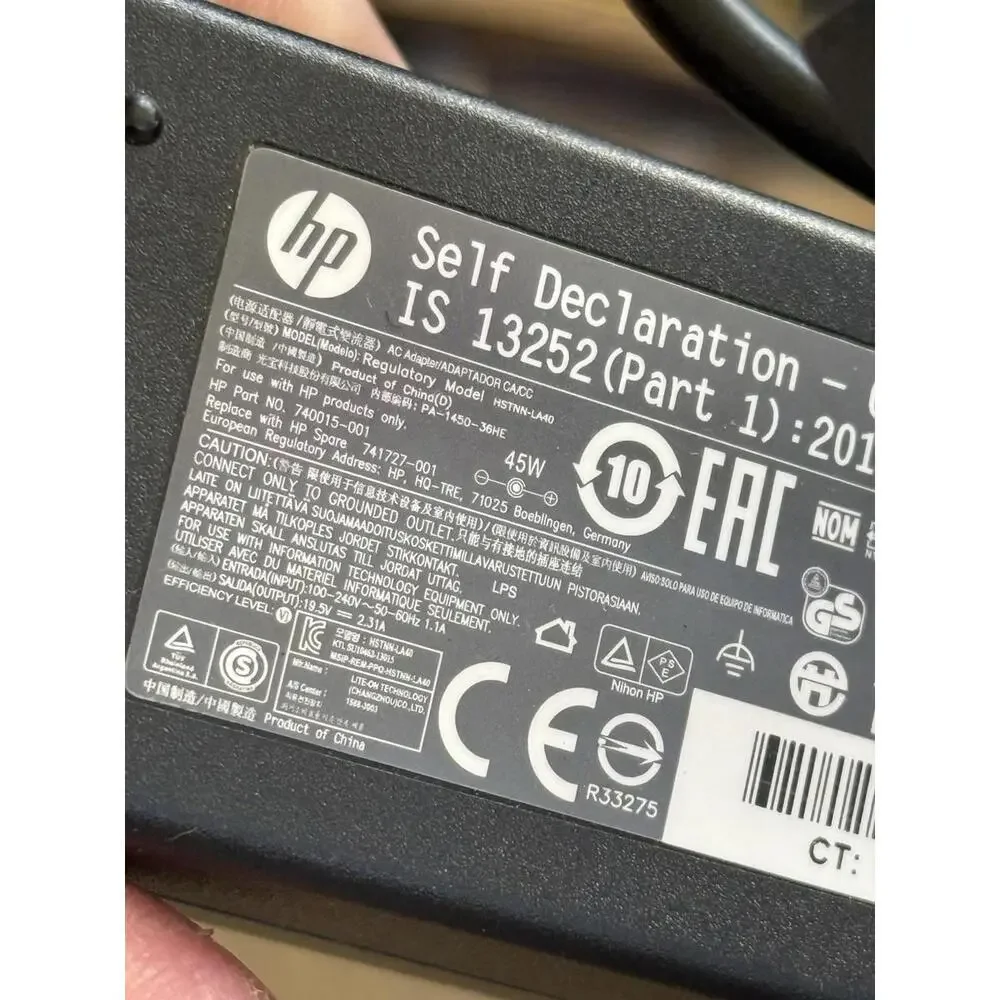 HP 45W Laptop Charger – Blue Tip – 19.5V 2.31A – PA-1450-36HE / HSTNN-LA40 OEM